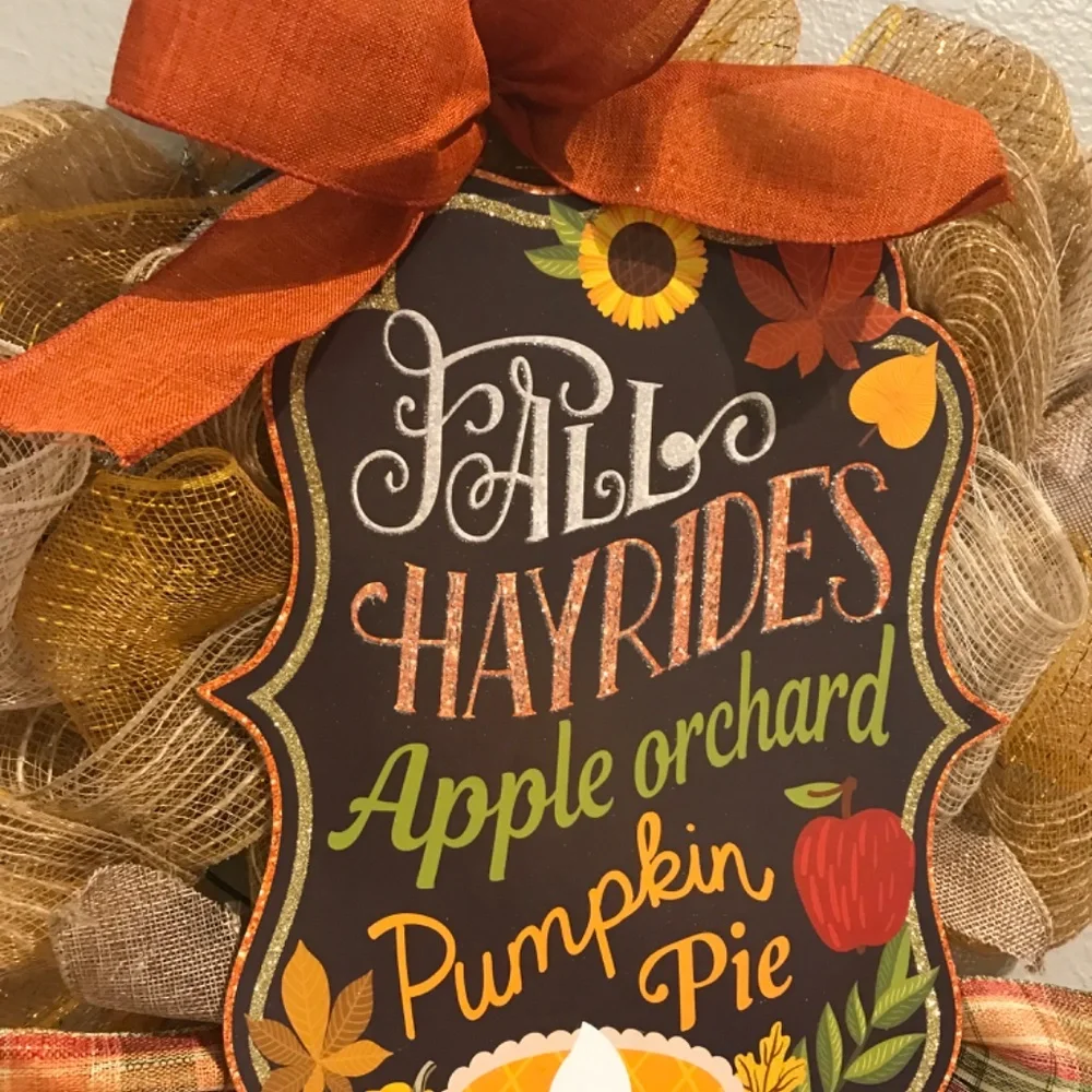 FALL WREATH Hand Crafted Harvest Front Door Wall Beautiful Fall Colors FINAL …